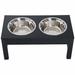 Pawhut 23" Modern Decorative Dog Bone Wooden Heavy Duty Pet Food Bowl Elevated Feeding Station Wood (durable | 10 H x 23 W x 12 D in | Wayfair