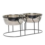 Tucker Murphy Pet™ Hulse Wrought Iron w/ Double Bowls Elevated Feeder Metal/Stainless Steel (easy to clean)/Wrought Iron (used for elevated feeders) | Wayfair
