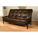 The Twillery Co.® Stratford 86" Queen Futon & Mattress Faux Leather/Wood/Solid Wood in Brown | 44 H x 86 W x 37 D in | Wayfair