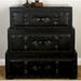 Steelside™ Isabel Vintage Trunk Set Faux Leather/Solid Wood in Black | 32 H x 32 W x 16 D in | Wayfair C6E9B1AF0B6F4813999AB0716935E2FD