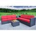 Ivy Bronx Shorehamby 8 Piece Sectional Seating Group w/ Cushions Synthetic Wicker/All - Weather Wicker/Wicker/Rattan in Red | Outdoor Furniture | Wayfair