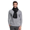 RIONA Men's Australian Merino Wool Plaid Knitted Scarf - Soft Warm Gentleman Neckwear 9136_black One Size