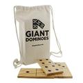 Get Out! Giant Wooden Dominoes 28-Piece Set with Bag – Jumbo Natural Wood & Black Numbers – Kids Adults Outdoor Games