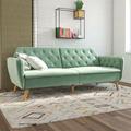 Novogratz Tallulah Twin 83" Wide Velvet Split Back Futon & Mattress in Green | 32.5 H x 83 W x 33.5 D in | Wayfair 2144879N