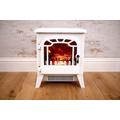 HomeZone Traditional Electric Fireplace Adjustable Flame Effect Stove Fire Heater - Freestanding Fire Place 2 Heat Settings Portable Heater Log Burner Room Heater for Home Heating (White, 1800W)
