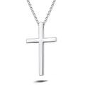 White Gold Plated High Polished Solid 925 Sterling Silver Large Heavy Mens Crucifix Pendant Necklace Jewellery for Men Boys, With 23.5 Inch Strong Durable Solid Silver Rolo Chains Lobster Clasp