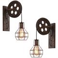 2PCS Vintage Industrielle Fer Applique Murale Style Américain Lampe en Poulie Luminaire Eclairage