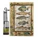 Breeze Decor Fishing Adventures Nature Outdoor Impressions Decorative 2-Sided 19 x 13 in. Flag Set in Brown | 18.5 H x 13 W x 1 D in | Wayfair