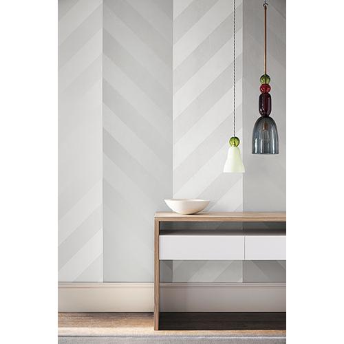Little Greene 'Elephant Stripe - Bright White' - Neutral Wallpaper