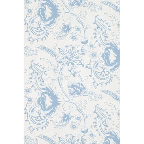 Little Greene 'Woodblock Mono - Juniper' - Blue Wallpaper