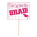 The Holiday Aisle® Kaj Graduation Congrat Grad Garden Sign Resin/Plastic in Pink | 15 H x 11 W x 0.01 D in | Wayfair 54906-P