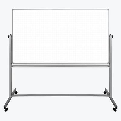 "72"" x 40"" Mobile Magnetic Double-Sided Ghost Grid Whiteboard - Luxor MB7240LB"