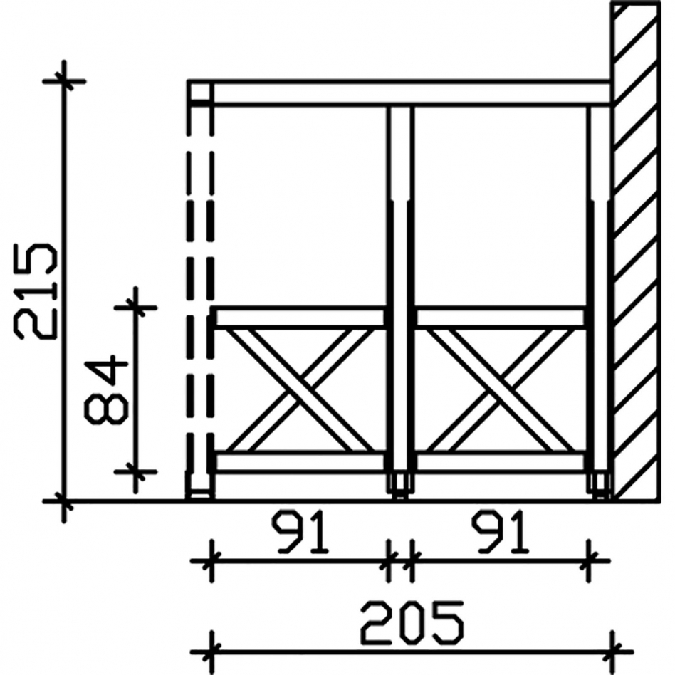 Skan Holz Seitenwand Andreaskreuze Douglasie Nussbaum, 205x210 cm Image