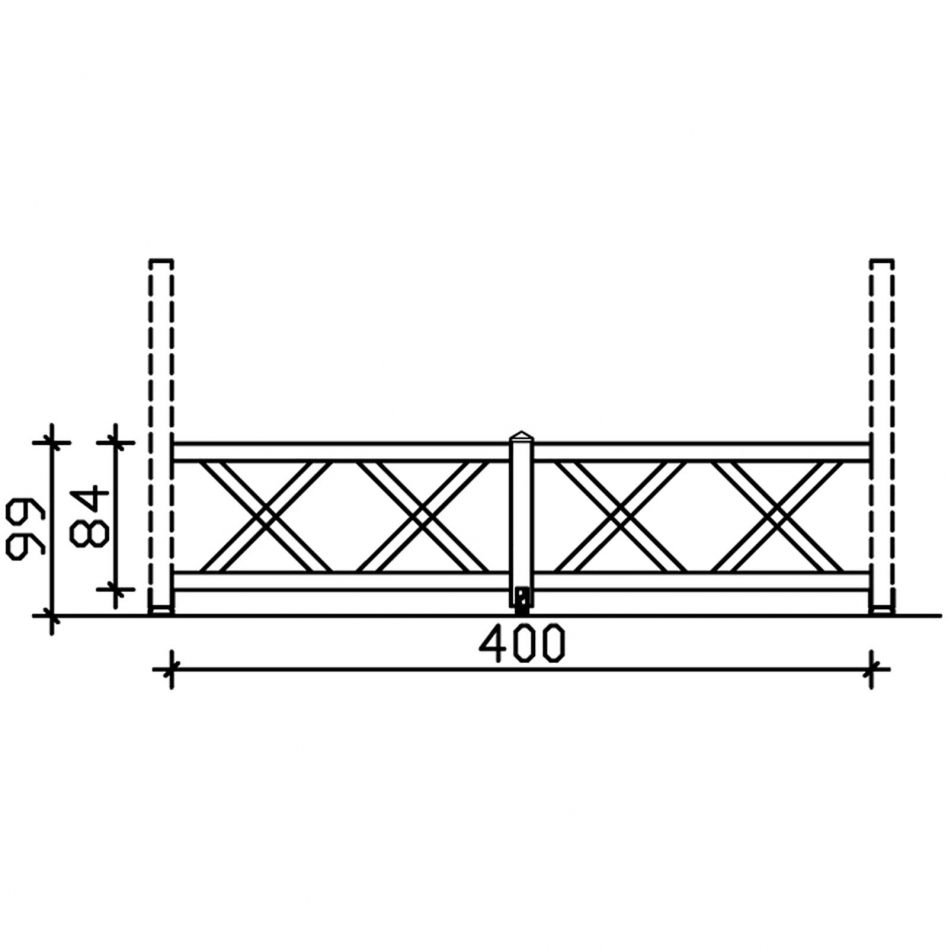 Skan Holz Brüstung Andreaskreuz, für 4-Eck Pavillons und Terrassenüberdachungen, Nussbaum, 400 cm Image