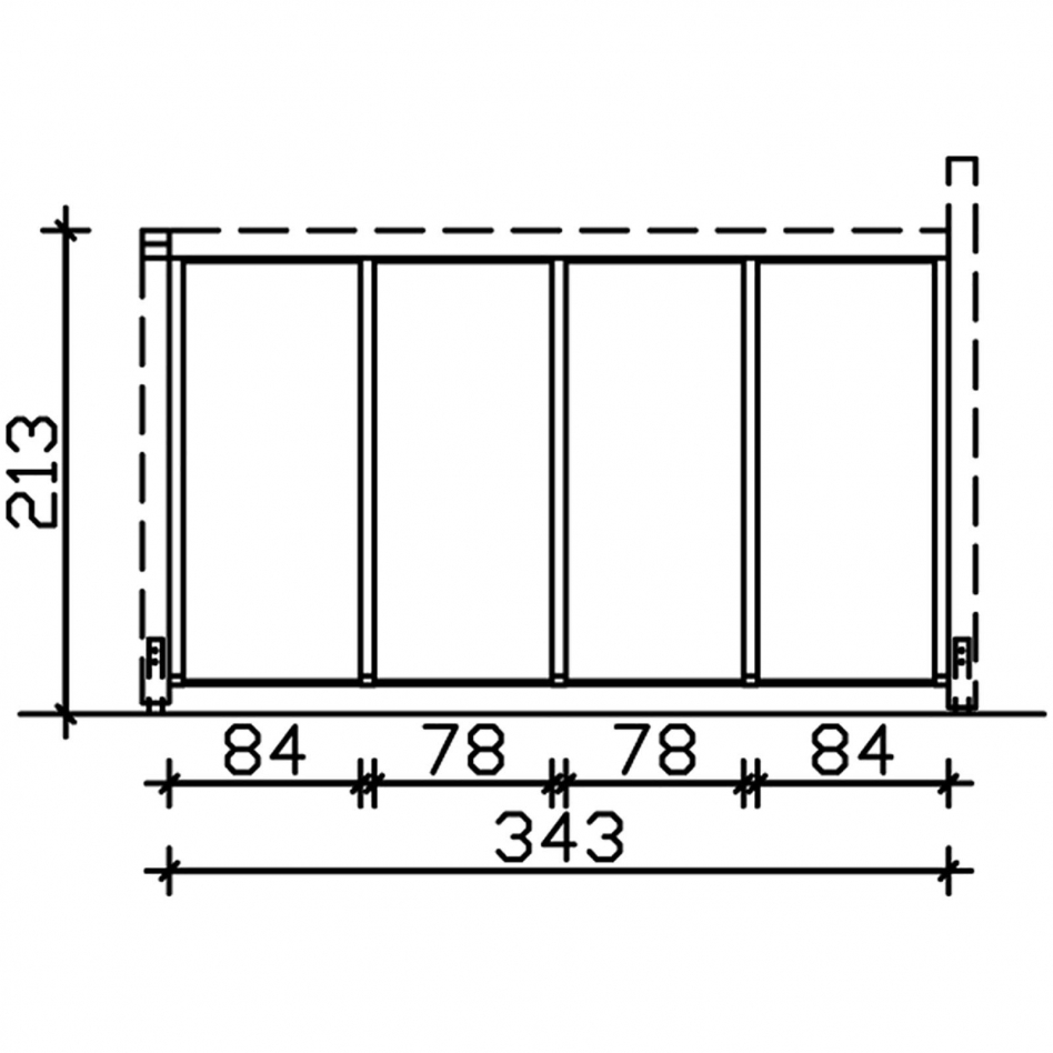 Skan Holz Seitenwand Polycarbonat Freistehend Nussbaum, 355x200 cm Image