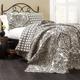 Lush Decor Quilt Paisley Damask Print Pattern Reversible 3 Piece Lightweight Bedding Blanket Bedspread Set, Black & White, Full/Queen