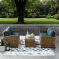 Bradenton 3Pc Outdoor Wicker Conversation Set Navy/Weathered Brown - Coffee Table & 2 Loveseats - Crosley KO70165-NV