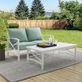 Kaplan 2Pc Outdoor Metal Conversation Set Mist/White - Loveseat & Coffee Table - Crosley KO60010WH-MI