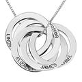 Grancey Russian Ring Necklace with Engraving 5 Names 5 Rings Personalised—Round Circle Disc Necklace Customized for Women Girls