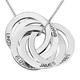 Grancey Russian Ring Necklace with Engraving 5 Names 5 Rings Personalised—Round Circle Disc Necklace Customized for Women Girls