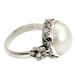 Bridal Moon,'Pearl and Sterling Silver Floral Ring'