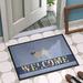 The Holiday Aisle® Nicolette English Mastiff Welcome Non-Slip Outdoor Door Mat Synthetics in White | 24"W X 36"L | Wayfair