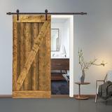 Slab Door - Barn Door - Calhome Paneled Wood Finish Knotty Slab Door w/ Installation Hardware Kit Wood in Brown | 84 H x 24 W in | Wayfair