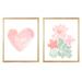 Outside In Art Studio Artistic Flower Garden w/ Personalized Heart, Paper Prints Paper in Pink | 14 H x 11 W x 0.0625 D in | Wayfair