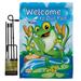 Breeze Decor Frog Nature Pets Impressions Decorative 2-Sided Polyester 19 x 13 in. Flag Set in Blue/Green | 18.5 H x 13 W in | Wayfair