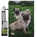 Breeze Decor Pugs Love Nature Pets Impressions Decorative 2-Sided Polyester 1.5 x 1.1 ft. Flag Set in Black/Gray | 18.5 H x 13 W x 1 D in | Wayfair