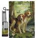 Breeze Decor Beagles & Duck Nature Pets Impressions Decorative 2-Sided Polyester 1.5 x 1.1 ft. Flag Set in Green | 18.5 H x 13 W x 1 D in | Wayfair