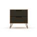 Rockefeller 2.0 Mid Century- Modern Nightstand with 2-Drawer in Nature and Textured Grey - Manhattan Comfort 102GMC7