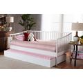 Baxton Studio Renata Classic and Traditional White Finished Wood Twin Size Spindle Daybed with Trundle - Renata-White-Daybed-T