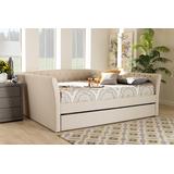 Baxton Studio Delora Modern Beige Fabric Full Size Daybed /w Roll-Out Trundle Bed - CF9044-Beige-Daybed-F/T