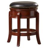 Charlton Home® Kingsford Bar & Counter Swivel Stool Wood/Upholstered/Leather in Black/Brown | 24 H x 18 W x 18 D in | Wayfair CHLH1722 25847984