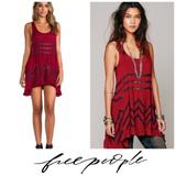 Free People Dresses | Free People Lace Voile Ruffle Dress Flowy Boho Fun | Color: Black/Red | Size: Xs