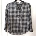 Madewell Tops | Madewell Gray Wool Blend Lace Up Flannel Shirt | Color: Black/Gray | Size: Xxs