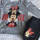 Disney Matching Sets | Mickey And Minnie Top And Pants | Color: Black/Gray | Size: 4t/5t