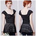 Anthropologie Tops | Anthropologie Postmark Swing Lace Peplum Top Black | Color: Black/White | Size: Xs