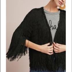 Anthropologie Jackets & Coats | Black Fringe Jacket | Color: Black | Size: Xs