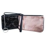 Victoria's Secret Bags | 2x Victoria's Secret Metallic & Lace Wristlet Bag | Color: Black/Pink | Size: Os