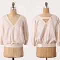 Anthropologie Tops | Anthropologie Postagestamp Skipped Bit Blouse | Color: Cream/Red | Size: 4