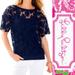 Lilly Pulitzer Tops | Lilly Pulitzernwt Kay Popover Lace Top | Color: Blue | Size: Xs