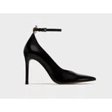 Zara Shoes | High Heel Court Shoes With Beaded Ankle Strap | Color: Black | Size: 8