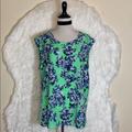 J. Crew Tops | J.Crew Floral Printed Drapey Sleeveless Top | Color: Blue/Green | Size: Xl