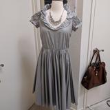 Zara Dresses | Gray Bubble-Ruched Portrait Collar Dress | Color: Gray | Size: S