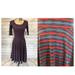 Lularoe Dresses | Lularoe Nicole Dress Xs (2-4$Red Blue Dark Arrows | Color: Blue/Red | Size: Xs