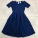 Lularoe Dresses | Lularoe Amelia Navy And Black Stripe Dress | Color: Black/Blue | Size: Xxs