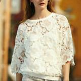 Anthropologie Tops | Anthropologie Pieced Petal Pullover | Color: White | Size: M