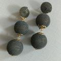 Anthropologie Jewelry | 3 Linear Gumballs Chained Earrings | Color: Black/Gold | Size: Os
